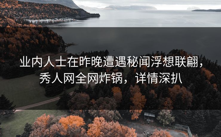 业内人士在昨晚遭遇秘闻浮想联翩，秀人网全网炸锅，详情深扒