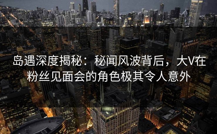 岛遇深度揭秘：秘闻风波背后，大V在粉丝见面会的角色极其令人意外