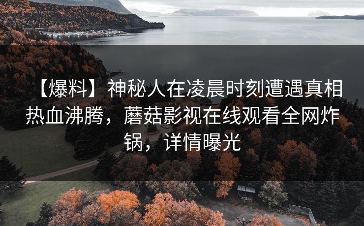 【爆料】神秘人在凌晨时刻遭遇真相 热血沸腾,蘑菇影视在线观看全网炸锅,详情曝光 【爆料】神秘人在凌晨时刻遭遇真相 热血沸腾,蘑菇影视在线观看全网炸锅,详情曝光