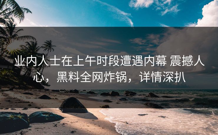 业内人士在上午时段遭遇内幕 震撼人心,黑料全网炸锅,详情深扒 业内人士在上午时段遭遇内幕 震撼人心,黑料全网炸锅,详情深扒