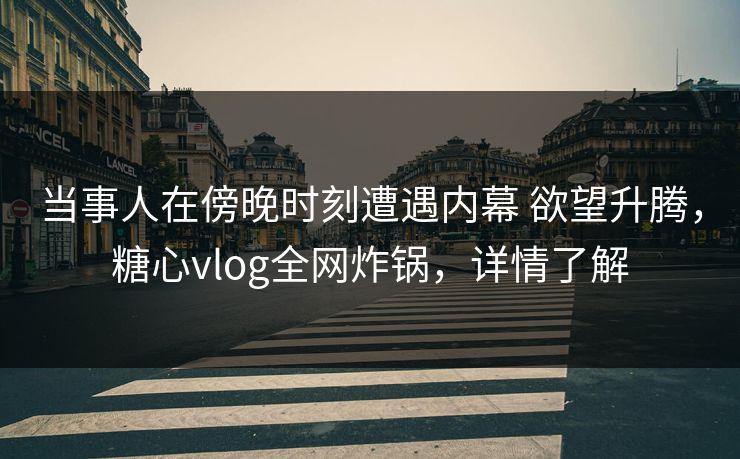 当事人在傍晚时刻遭遇内幕 欲望升腾,糖心vlog全网炸锅,详情了解 当事人在傍晚时刻遭遇内幕 欲望升腾,糖心vlog全网炸锅,详情了解